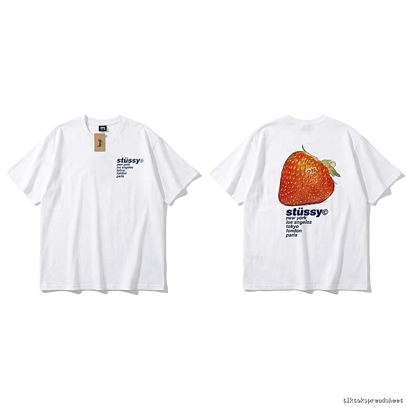 Stussy Strawberry Print White T-shirt