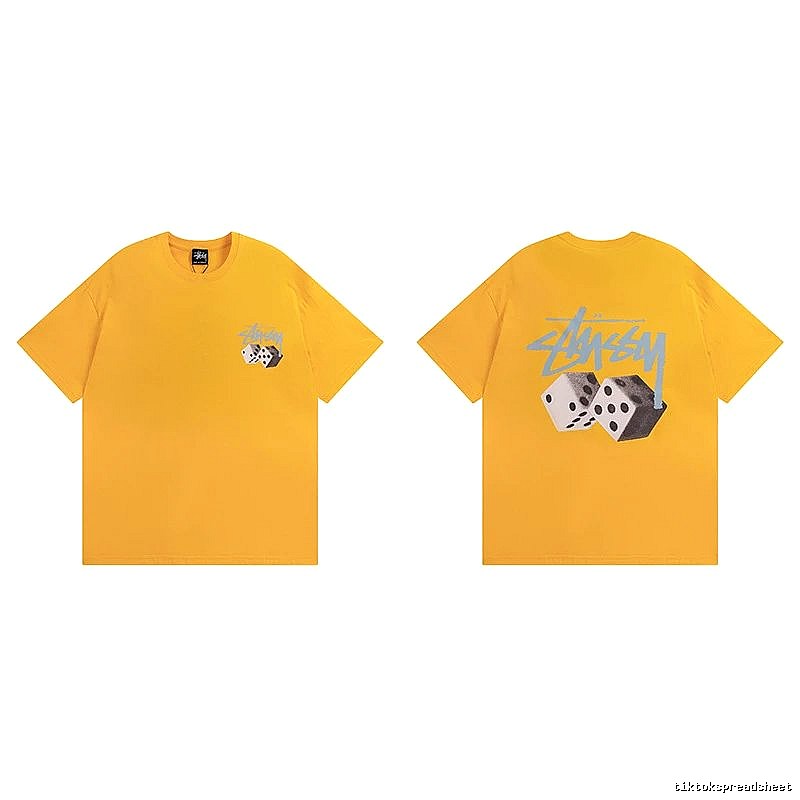 Stussy Yellow Spider Graphic T-Shirt Summer Styling Logo