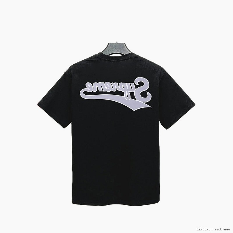 Supreme Inverted Logo Street Style Black Short-sleeve T-shirt