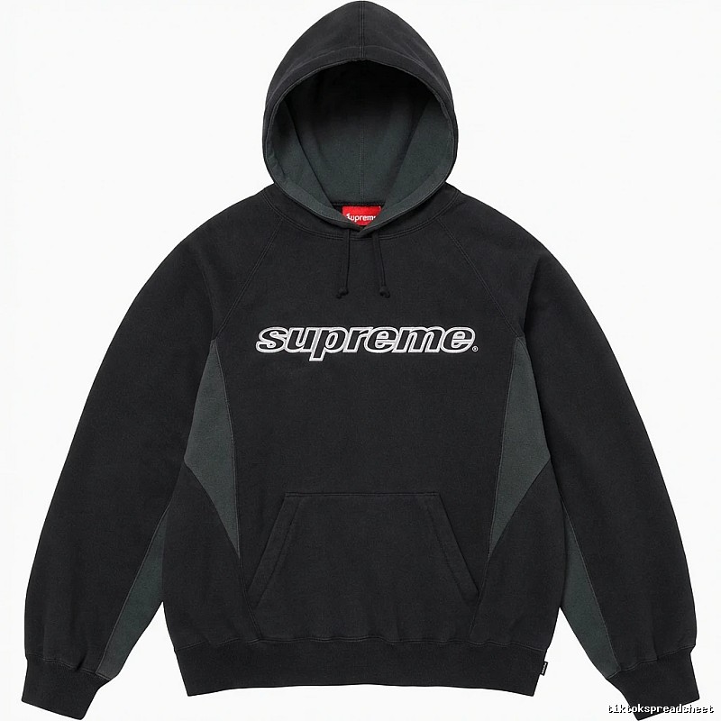 Supreme patchwork-style black hoodie