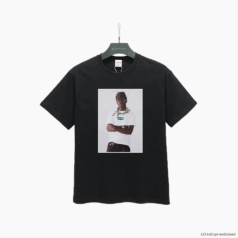 Supreme Portrait Print Street Style Black T-Shirt