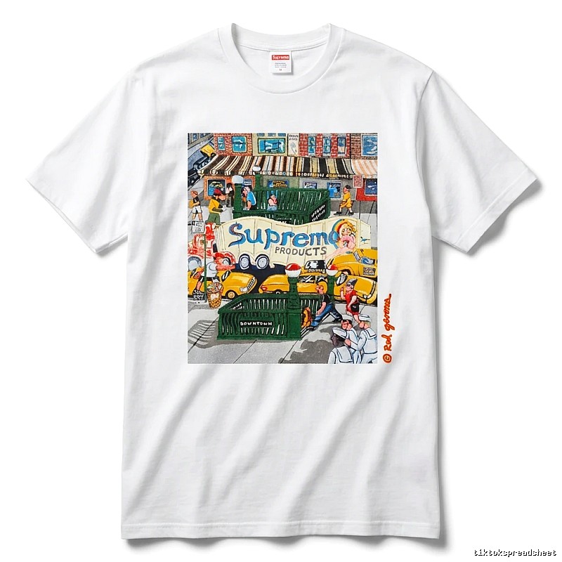 Supreme street style white T-shirt