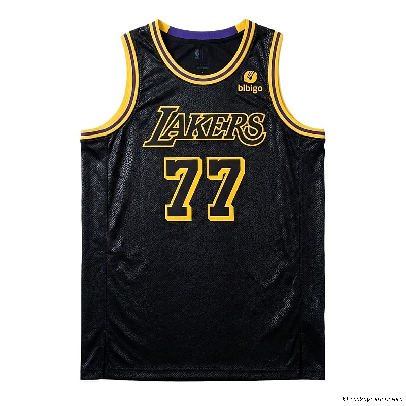 The No. 77 black jersey of the Los Angeles Lakers.