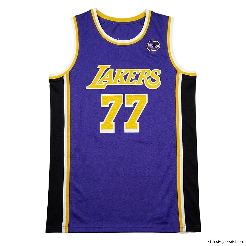 The No. 77 purple basketball jersey of the Lakers.