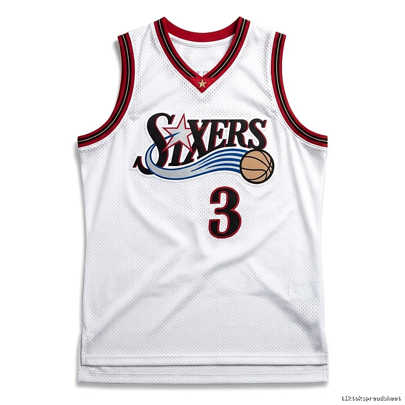 The white basketball uniform of Allen Iverson of the Philadelphia 76ers.