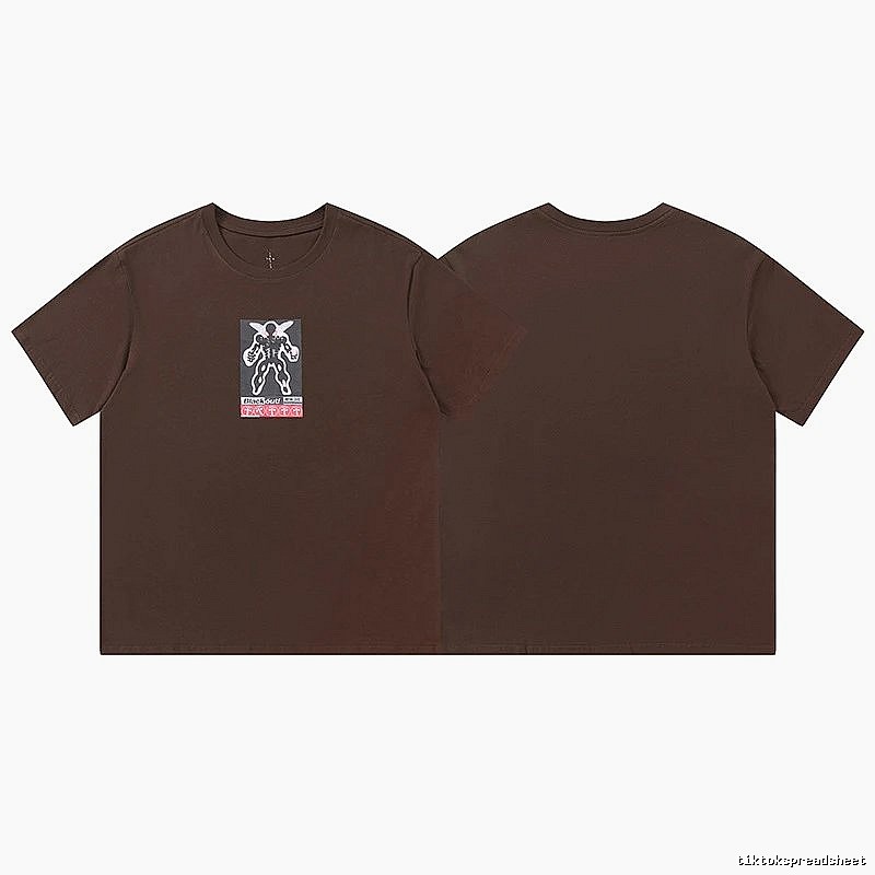 Travis Scott Relaxed Graphic T-shirt Brown Travis Scott with Versatile Design