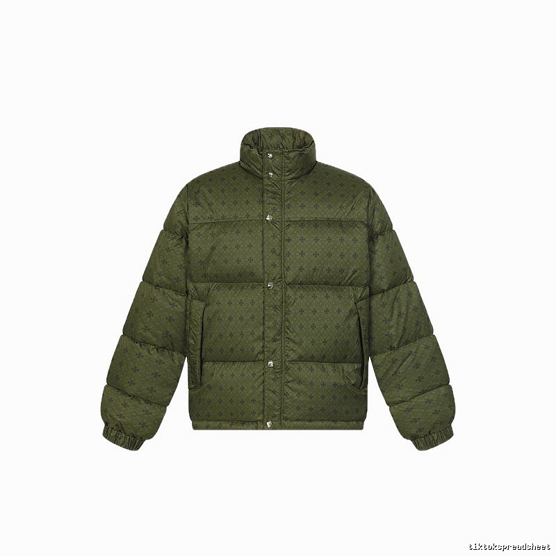 Vintage-style down jacket with Chrome Hearts print