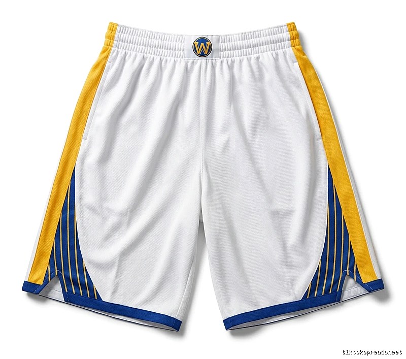 Warriors' Curry's white, yellow and blue shorts
