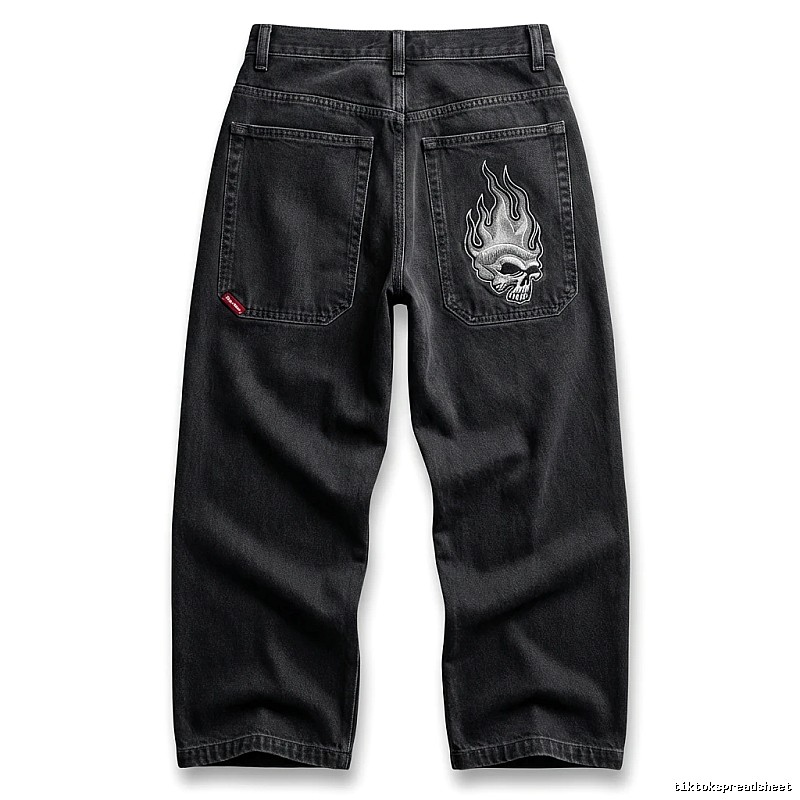 Y2K Fear of God Flame Black Denim Shorts